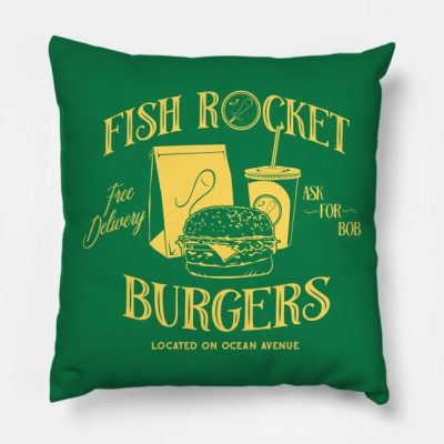 Fish Rocket Burgers Yellow Throw Pillow Official Bob's Burgers Merch