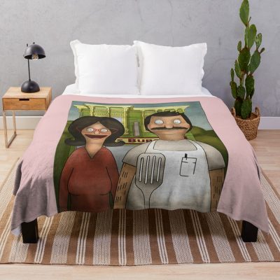 American Gothic Funny Cartoon Throw Blanket Official Bob's Burgers Merch