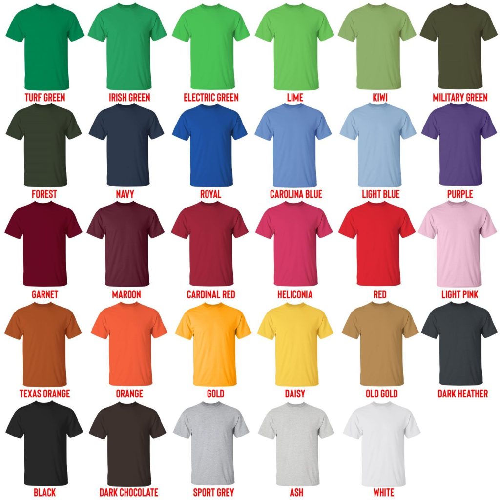 t shirt color chart - Bob's Burgers Store