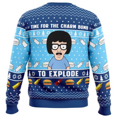 Time for the Charm Bomb to Explode Bobs Burgers Ugly Christmas Sweater BACK mockup - Bob's Burgers Store